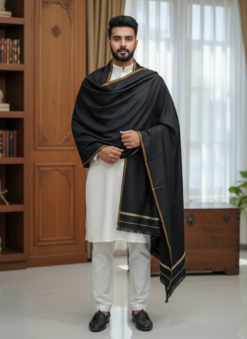 Premium Wool Shawl – Black